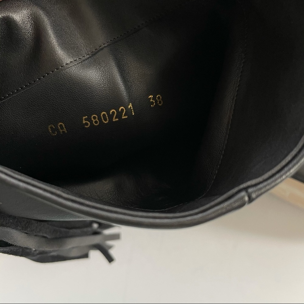 Saint Laurent Dana fringe stud knee high boots leather 8 - Picture 8 of 14